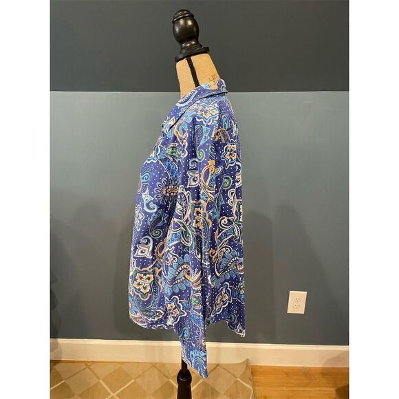 *3/$15 Kim Rogers Women's 2X Multicolor Paisley Long Sleeve Blouse - Picture 5 of 8
